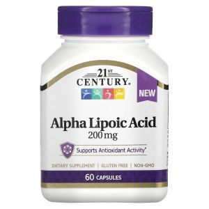 Альфа-липоевая кислота, 21st Century, 200 мг, 60 капсул