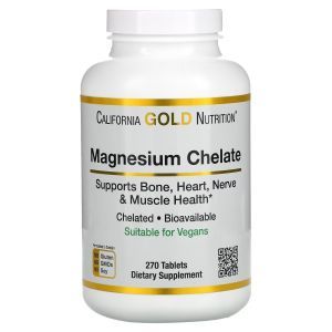 Магний хелат, Magnesium Chelate, California Gold Nutrition, 210 мг, 270 таблеток