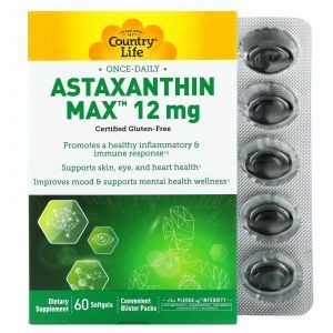 Астаксантин Макс, Astaxanthin Max, Country Life, 12 мг, 60 гелевых капсул
