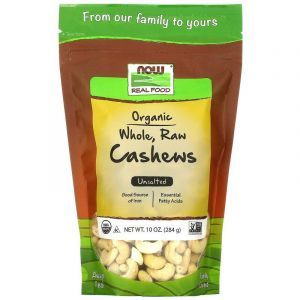 Орехи кешью (сырые), Cashews, Now Foods, Real Food, органик, цельные, 284 г
