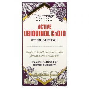 Убихинол + ресвератрол, Active Ubiquinol CoQ10, ReserveAge Nutrition, 60 капсул