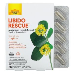 Повышение либидо, Libido Rescue, Country Life, для женщин, 60 вегетарианских капсул
