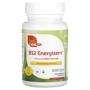 Витамин В-12, B12 Energizer+, Zahler, усиленная формула, вкус вишни, 5000 мкг, 120 леденцов