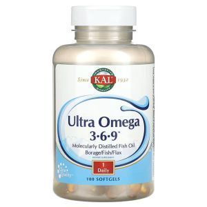 Омега 3-6-9, Ultra Omega 3-6-9, KAL, 100 гелевых капсул
