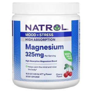 Магний, Magnesium, Natrol, вкус вишни, 16,8 унций (477 г)