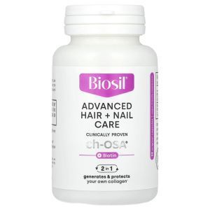Уход за волосами и ногтями БиоСил, Advanced Hair + Nail Care + Biotin, Natural Factors, BioSil, 30 оригинальных капсул