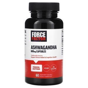 Ашваганда, Ashwagandha, Force Factor, 600 мг, 60 вегетарианских капсул