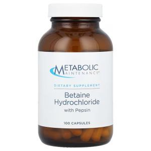 Бетаин гидрохлорид с пепсином, Betaine Hydrochloride With Pepsin, Metabolic Maintenance, 100 капсул