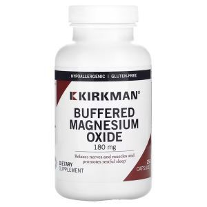 Магний оксид, Buffered Magnesium Oxide, Kirkman Labs,180 мг, 250 вегетарианских капсул
