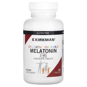 Мелатонин для детей, Children Chewable Melatonin, Kirkman Labs, со вкусом шоколада, 3 мг, 90 жевательных таблеток