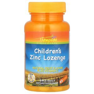 Детские пастилки с цинком, плюс витамин С, Children's Zinc Lozenge, Plus Vitamin C, Thompson, натуральные фрукты, 45 пастилок