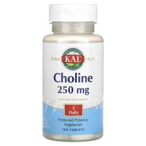 Холин, Choline, KAL, 250 мг, 100 таблеток (125 мг в таблетке)
