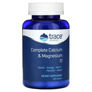 Кальций и магний 1:1 полный комплекс, Complete Calcium & Magnesium 1:1, Trace Minerals ®, 120 таблеток