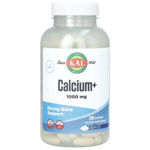 Кальций, магний, цинк, D-3, Calcium+, KAL, 1000 мг, 200 гелевых капсул (333 мг на капсулу)