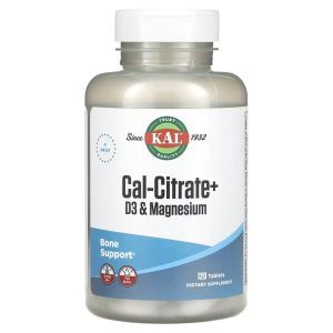 Кальций цитрат, витамин D3 и магний, Cal-Citrate+, D3 & Magnesium, KAL, 120 таблеток
