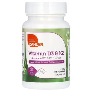 Витамины D3 и K2, Vitamin D3 & K2, Zahler, 60 капсул