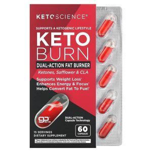 Жиросжигатель двойного действия, Dual-Action Fat Burner, Keto Science, Keto Burn, 60 капсул
