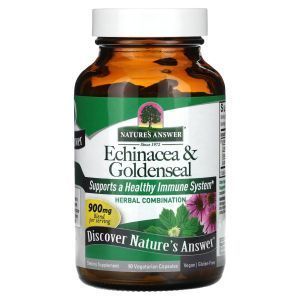 Эхинацея и гидрастис, Echinacea & Goldenseal, Nature's Answer, 900 мг, 90 вегетарианских капсул (450 мг на капсулу)