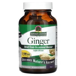 Корень имбиря, Ginger, Nature's Answer, стандартизированный экстракт, 1100 мг, 90 вегетарианских капсул (550 мг на капсулу)