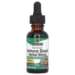 Повышение иммунитета, смесь экстрактов, Immune Boost Herbal Blend, Nature's Answer, без спирта, 2000 мг, 30 мл