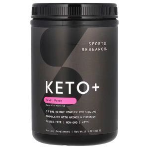 Экзогенные кетоны плюс, Keto Plus, GO BHB +, Sports Research, фруктовый пунш, 315 г