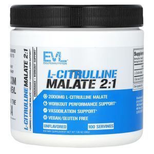 Цитруллин малат, L-Citrulline Malate 2:1, EVLution Nutrition, 2000 мг, без вкуса, 200 г