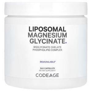 Магний глицинат, липосомальный комплекс, Liposomal Magnesium Glycinate, Codeage, 240 растительных капсул