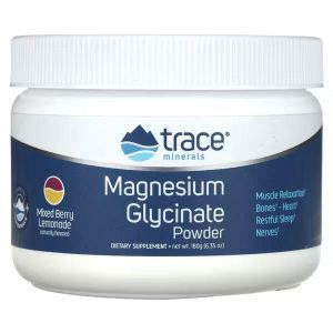 Магний глицинат порошок, Magnesium Glycinate Powder, Trace Minerals ®, вкус ягодный лимонад, 180 г
