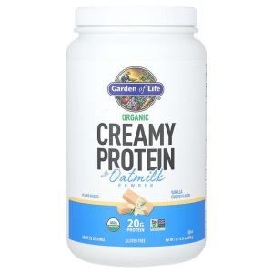 Протеин сливочный органический с порошком овсяного молока, Organic Creamy Protein with Oatmilk Powder, Garden of Life, со вкусом ванильного печенья, 860 г.