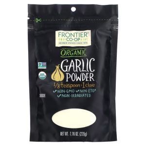 Чеснок, Organic Garlic Powder, Frontier Natural Products, порошок, органик, 220 г