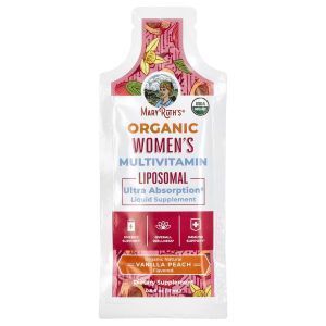 Мультивитамины для женщин, Organic Women's Multivitamin Liposomal, MaryRuth's, органические, липосомальные, ваниль и персик, 14 пакетиков по 15 мл