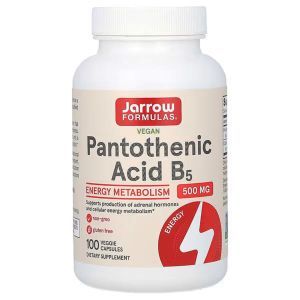 Пантотеновая кислота, Pantothenic Acid B5, Jarrow Formulas, 500 мг, 100 капс.