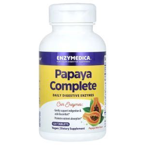 Пищеварительные ферменты папайи, Papaya Complete, Enzymedica, со вкусом папайи и мяты, 120 таблеток