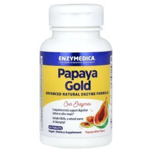 Пищеварительные ферменты папайи, Papaya Gold, Enzymedica, со вкусом папайи и мяты, 60 таблеток