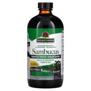 Черная бузина, Sambucus, Nature's Answer, натуральный вкус, 12000 мг, 480 мл