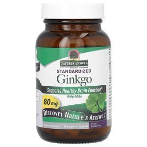 Гинкго Билоба стандартизированный, Standardized Ginkgo, Nature's Answer, 80 мг, 60 вегетарианских капсул