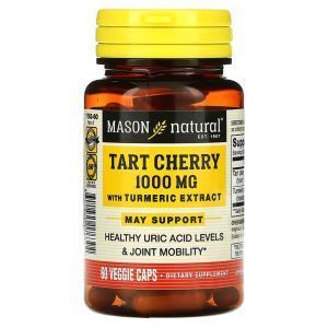 Экстракт терпкой вишни с куркумой, Tart Cherry with Turmeric Extract, Mason Natural, 1000 мг, 60 растительных капсул