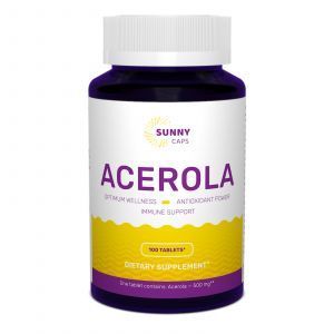 Ацерола, Acerola, Sunny Caps, 500 мг, 100 таблеток