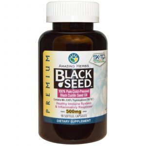 Черный тмин, Black Seed, Amazing Herbs, 500 мг, 90 кап.
