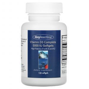 Вітамін Д3, Vitamin D3 Complete, Allergy Research Group, 5000 МО, 120 гелевих капсул