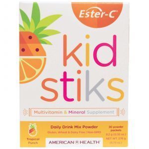(Ester-C Kidstiks), тропический пунш, American Health, 30 пакетов по 9,2 г