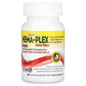 Железо и необходимые питательные вещества для здоровья эритроцитов, Iron with Essential Nutrients for Healthy Red Blood Cells, Hema-Plex, NaturesPlus, 60 мини-таблеток с замедленным высвобождением