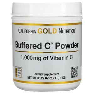 Витамин С, буферизированный, Buffered Gold C Powder, California Gold Nutrition, 1000 мг, 1 кг