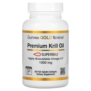 Масло криля, Premium Krill Oil with Superba2, California Gold Nutrition, 1,000 мг, 60 капсул