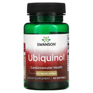 Убихинол, Ubiquinol, Swanson, 50 мг, 60 гелевых капсул
