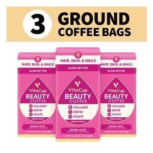 Набір кави з колагеном і біотин, Beauty Ground Coffee 3 Pack, VitaCup, 3 упаковки