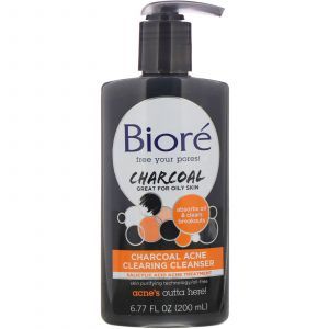 Очищающее средство от угрей, Charcoal Acne Clearing Cleanser, Biore, 200 мл