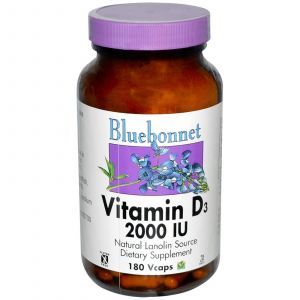 Витамин Д3, Bluebonnet Nutrition, 2000 МЕ, 180 кап.