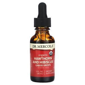 Боярышник и гибискус, смесь экстрактов, Organic Hawthorn and Hibiscus Liquid Drops, Dr. Mercola, органическая, 30 мл