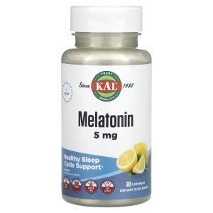 Мелатонин, Melatonin, KAL, со вкусом лимона, 5 мг, 30 леденцов